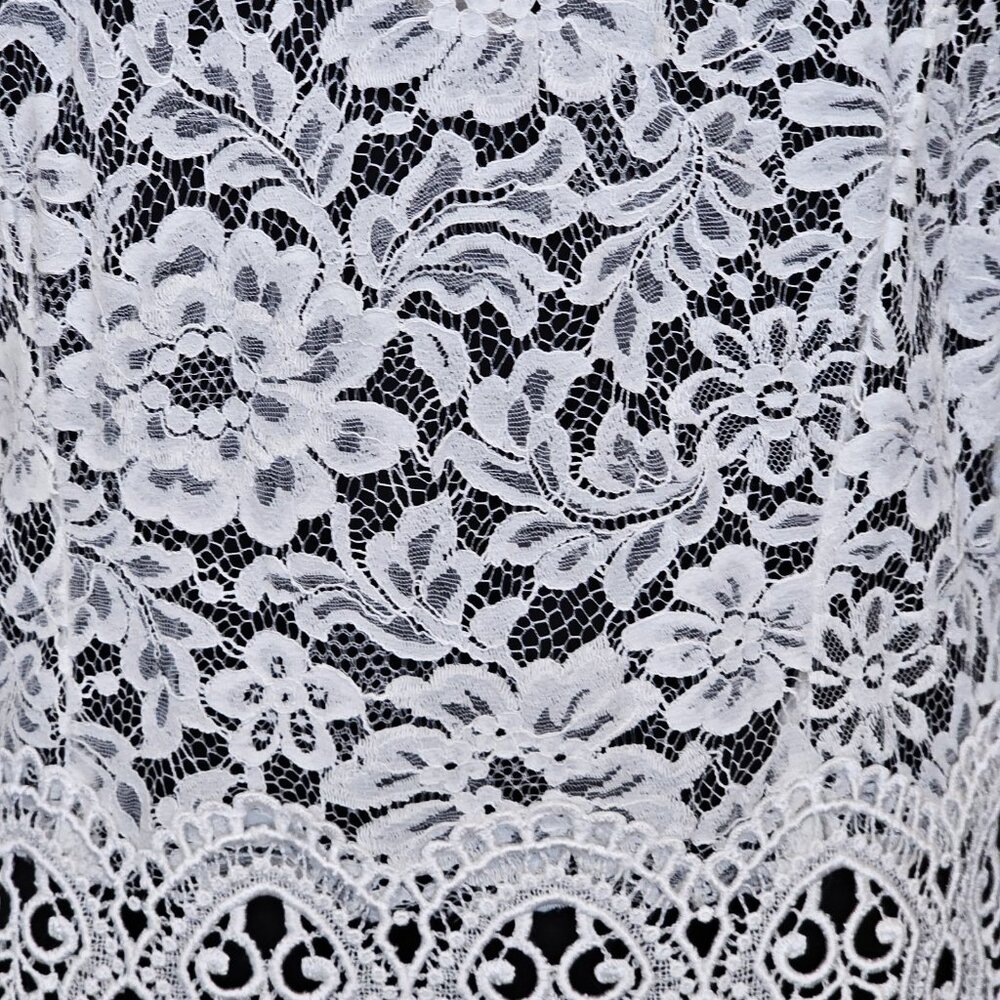 VTG Jessica McClintock Bridal White Lace‎ Cardigan Jacket Sheer Sz M Cottagecore - Picture 6 of 13